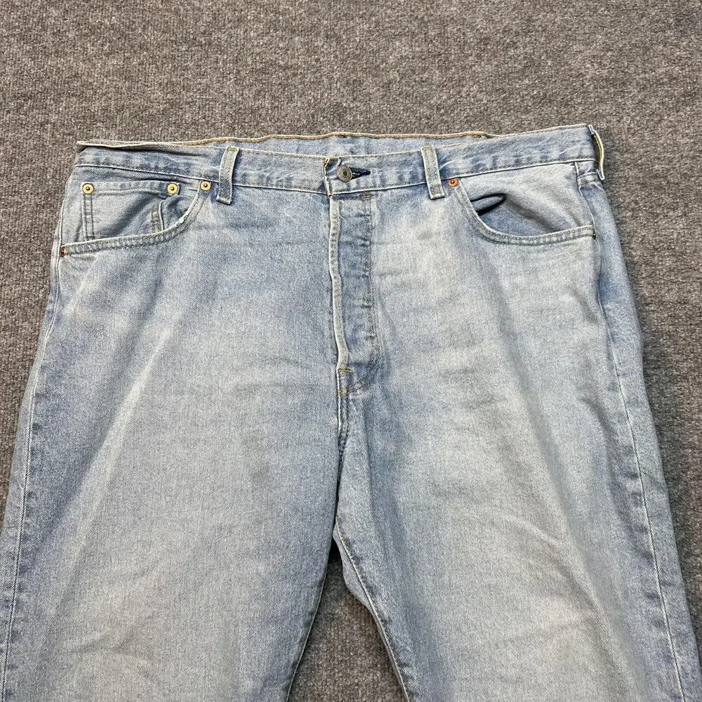 Levis 501 Jeans Mens 40x29 Blue Light Wash Straight Leg Button Fly Denim Pants